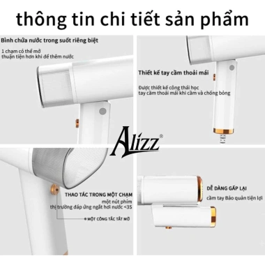 Bàn ủi hơi nước cầm tay gấp gọn 1.000W ALIZZ AL-13.551 - Nhỏ gọn, phẳng nhanh, tiện du lịch