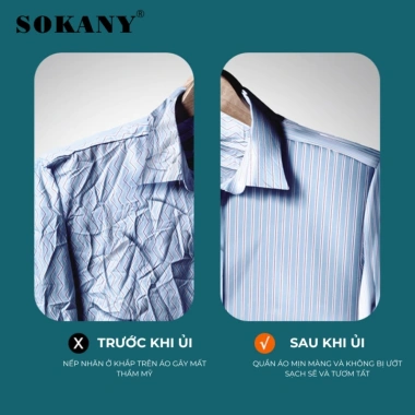 Bàn ủi hơi nước cầm tay mini Sokany 14.011 - Xịt nước xoay 360 độ, 2 mức nhiệt, ủi phẳng nhanh, bảo hành 12 tháng 5