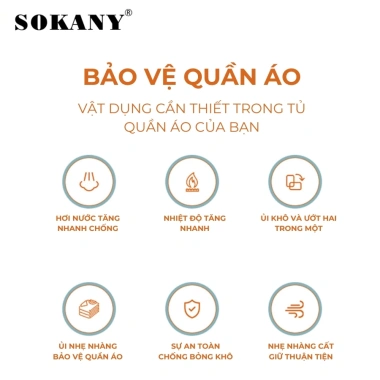Bàn ủi hơi nước cầm tay mini Sokany 14.011 - Xịt nước xoay 360 độ, 2 mức nhiệt, ủi phẳng nhanh, bảo hành 12 tháng 6