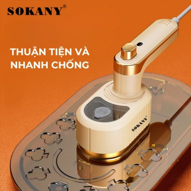 Bàn ủi hơi nước cầm tay mini Sokany 14.011 - Xịt nước xoay 360 độ, 2 mức nhiệt, ủi phẳng nhanh, bảo hành 12 tháng 7