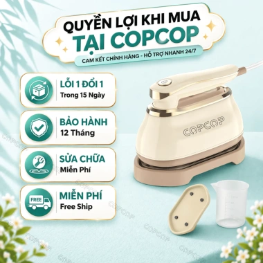 Bàn ủi hơi nước COPCOP 2in1 1.300W - Hơi và khô cầm tay, bảo hành 12 tháng, 470k