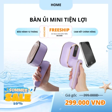 Bàn ủi mini du lịch Chigo xoay 180 độ, công suất mạnh, hơi liên tục, chỉ 329.000đ