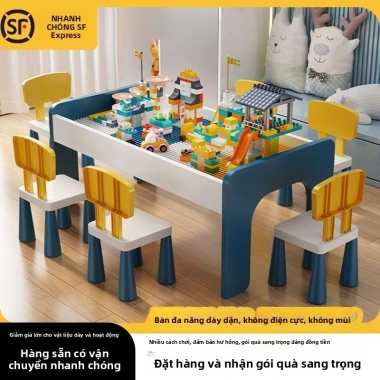 Bàn xếp hình gỗ đa chức năng, khối lớn cho bé trai & bé gái - Đồ chơi giáo dục Bàn xếp hình gỗ đa chức năng, khối lớn cho bé trai & bé gái - Đồ chơi giáo dục