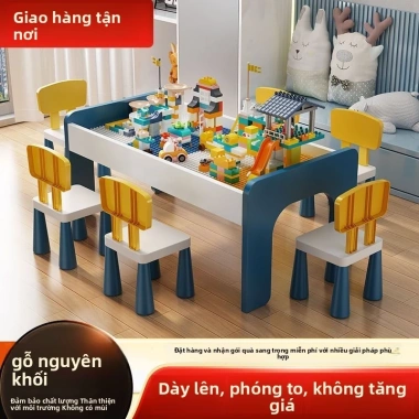 Bàn xếp hình gỗ đa chức năng, khối lớn cho bé trai & bé gái - Đồ chơi giáo dục 4 Bàn xếp hình gỗ đa chức năng, khối lớn cho bé trai & bé gái - Đồ chơi giáo dục 4