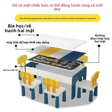 Bàn xếp hình gỗ đa chức năng, khối lớn cho bé trai & bé gái - Đồ chơi giáo dục 5 Bàn xếp hình gỗ đa chức năng, khối lớn cho bé trai & bé gái - Đồ chơi giáo dục 5