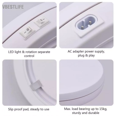 Bàn xoay chụp ảnh điện VBESTLIFE 360° LED, động cơ mạnh, chụp đồng hồ & trang sức - 713.900₫ 6