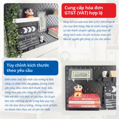 Bảng Cài Treo Tường Trắng Đen Pegboard Chuẩn Size IKEA - Tặng Móc & Kệ Treo, Giá 63.900₫ 3