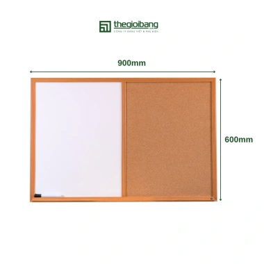 Bảng combo ghim Lie ghim Bần Melamin trắng khung gỗ nâu 60x90cm giá ưu đãi 355.000 VND