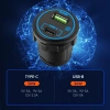 Bảng điều khiển công tắc rocker 5 gang 66W 12V/24V LED vôn kế QC3.0 PD USB kép cho xe hơi RV thuyền 2