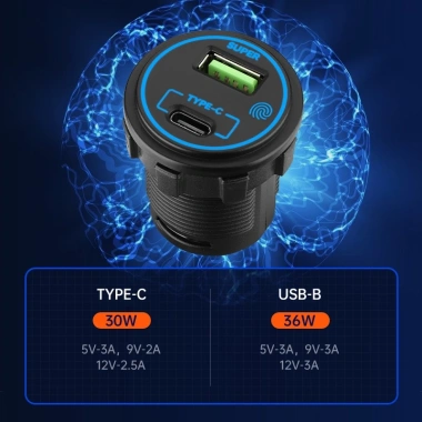 Bảng điều khiển công tắc rocker 5 gang 66W 12V/24V LED vôn kế QC3.0 PD USB kép cho xe hơi RV thuyền 2 Bảng điều khiển công tắc rocker 5 gang 66W 12V/24V LED vôn kế QC3.0 PD USB kép cho xe hơi RV thuyền 2