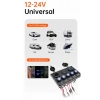 Bảng điều khiển công tắc rocker 5 gang 66W 12V/24V LED vôn kế QC3.0 PD USB kép cho xe hơi RV thuyền 4