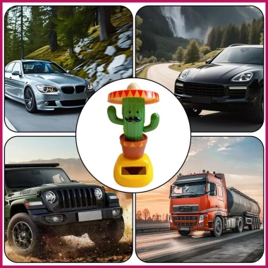 Bảng Điều Khiển Đồ Chơi Năng Lượng Mặt Trời Xương Rồng Lắc Đầu Dễ Thương - Trang Trí Ô Tô Nội Thất 6
