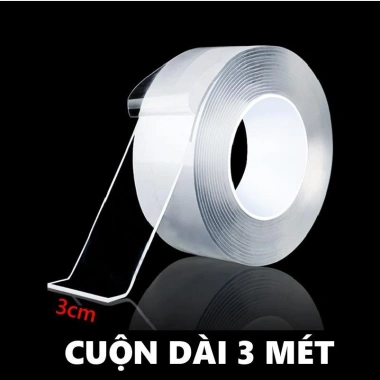 Băng dính 2 mặt siêu dính Nano trong suốt 3cm x 3m - Dính mọi bề mặt ms420 9