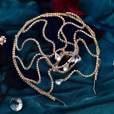 Băng đô đá uốn cong SEIZ6O - Vương miện cô dâu lễ hội, tiara pha lê, chỉ 189k