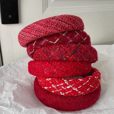 Băng Đô Đỏ Đô Nhung Tweed - Bờm Tóc Mấn Ngày Tết Yong, Giá chỉ 4.409 VND 2