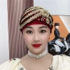 Băng đô hoa lông vũ phong cách mùa hè, túi hoa sau, mũ đế, ren nhẹ, che đầu thoáng mát 2