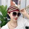 Băng đô hoa lông vũ phong cách mùa hè, túi hoa sau, mũ đế, ren nhẹ, che đầu thoáng mát 4
