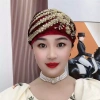 Băng đô hoa lông vũ phong cách mùa hè, túi hoa sau, mũ đế, ren nhẹ, che đầu thoáng mát 7