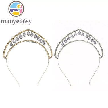 Băng đô kim cương giả Water Drop Queen Crown MAOYE66SY - Tiara hai lớp sang trọng, dangles bạc pha lê, giá 177.120 VND