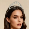 Băng đô kim cương giả Water Drop Queen Crown MAOYE66SY - Tiara hai lớp sang trọng, dangles bạc pha lê, giá 177.120 VND 8