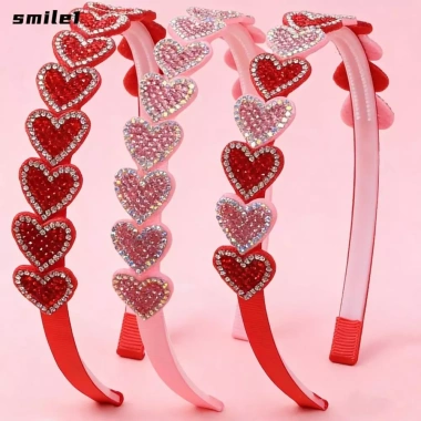 Băng đô lấp lánh SMILE kim cương giả, hình trái tim đỏ dễ thương cho nữ, giá 82.080đ