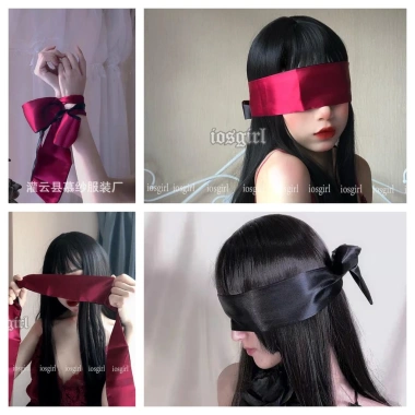 Băng Đô Lụa 2 Lớp Đỏ Đen - Mặt Nạ Cosplay Sexy, Phụ Kiện Phòng Ngủ Quyến Rũ