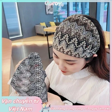 Băng đô màu xám họa tiết dân tộc - Che tóc tiện lợi, giá chỉ 33.000₫