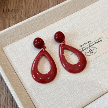 Băng Đỏ Nơ Vintage cho Nữ Bông Tai Hàn Quốc INS, Thiết Kế Đơn Giản, Giá 32.780₫