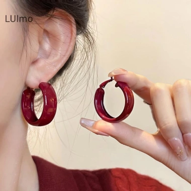 Băng Đỏ Nơ Vintage cho Nữ Bông Tai Hàn Quốc INS, Thiết Kế Đơn Giản, Giá 32.780₫