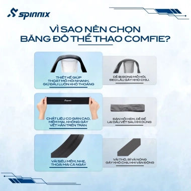 Băng đô pickleball Spinnix Comfie – giữ tóc gọn, silicone không trượt, thấm hút mồ hôi, giá 78.989đ