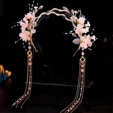 Băng Đô Quấn Tóc Cổ Vương Miện Hanfu - Hoa Tinh Tế Pha Lê, Mũ Sườn Xám Giảm còn 157k