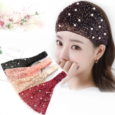 Băng Đô Ren Hàn Quốc đính hạt, bờm cài tóc bản to - Giá chỉ 30.000 VND 3