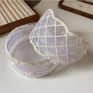 Băng Đô Ren Thêu Viền Rộng Nơ – Hoa Nơ Dễ Thương, Lưới Tóc Vòng Nữ – 47.520₫