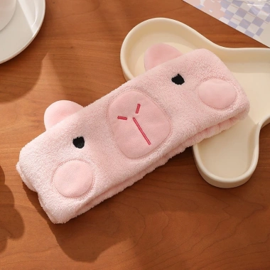 Băng đô rửa mặt Capybara và băng che cài tóc JULYHOMEWEAR - Nhung san hô thấm nước, cao cấp, chỉ 79.000₫