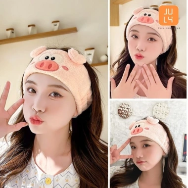 Băng đô rửa mặt tẩy trang hình lợn nhung san hô cao cấp JULYHOMEWEAR - 79.000đ