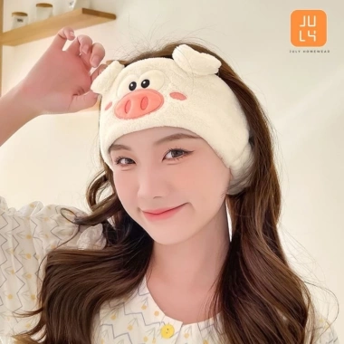 Băng đô rửa mặt tẩy trang hình lợn nhung san hô cao cấp JULYHOMEWEAR - 79.000đ