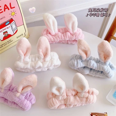 Băng Đô Rửa Mặt Turban Bờm Cài Tóc Cute Tai Thỏ Vải Nhung Dày - Giá chỉ 21.560₫