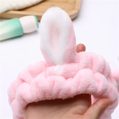 Băng Đô Rửa Mặt Turban Bờm Cài Tóc Cute Tai Thỏ Vải Nhung Dày - Giá chỉ 21.560₫