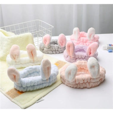 Băng Đô Rửa Mặt Turban Bờm Cài Tóc Cute Tai Thỏ Vải Nhung Dày - Giá chỉ 21.560₫