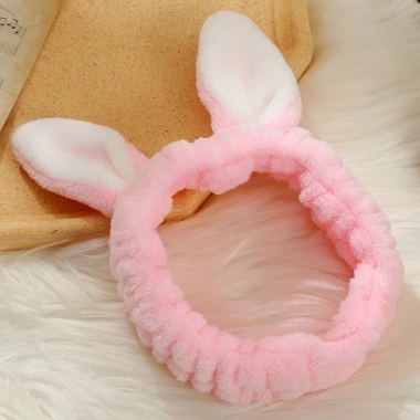 Băng Đô Rửa Mặt Turban Bờm Cài Tóc Cute Tai Thỏ Vải Nhung Dày - Giá chỉ 21.560₫