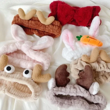 Băng đô rửa mặt vải mềm Wanhy - Bờm cute tai thỏ cho nam nữ, giá 26.000₫