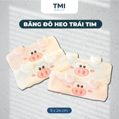 Băng Đô Vải Nỉ TMI Daily Hình Heo Trái Tim – Thấm Nước, Khô Nhanh, Mềm, 57.820₫
