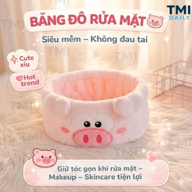 Băng Đô Vải Nỉ TMI Daily Hình Heo Trái Tim – Thấm Nước, Khô Nhanh, Mềm, 57.820₫