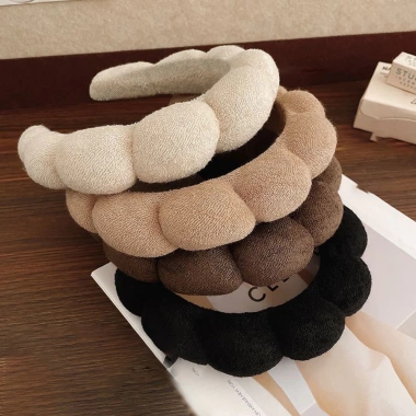 Băng đô xốp xoắn gợn sóng mềm mại màu đơn sắc - Thích hợp Spa rửa mặt, chỉ 39.600₫ 7
