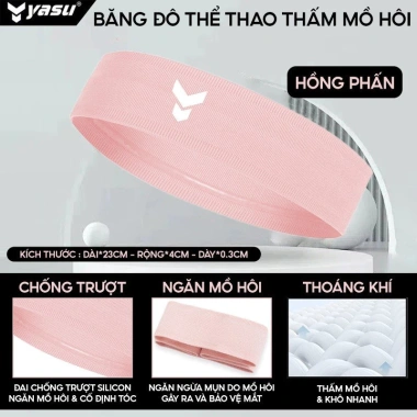 Băng đô Yasu 2.104 thấm hút mồ hôi, vải dệt kim không xù lông, nam nữ, 49.000₫ 10