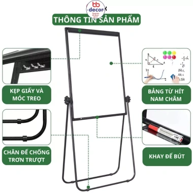 Bảng flipchart bút lông không dòng kẻ, chân gấp di động, nâng cao - 210.000 VND 5