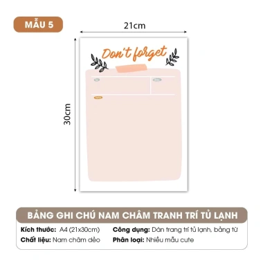 Bảng Ghi Chú Nam Châm Dán Tủ Lạnh – Viết Lời Nhắn, To‑Do List, Tặng Phụ Kiện, Giá 18k 5