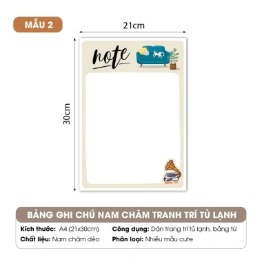 Bảng Ghi Chú Nam Châm Dán Tủ Lạnh – Viết Lời Nhắn, To‑Do List, Tặng Phụ Kiện, Giá 18k 6