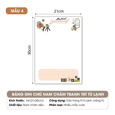 Bảng Ghi Chú Nam Châm Dán Tủ Lạnh – Viết Lời Nhắn, To‑Do List, Tặng Phụ Kiện, Giá 18k 7