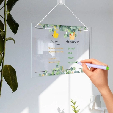 Bảng ghi chú PETOFQQ acrylic trong suốt- công cụ lập kế hoạch treo tường lá xanh 3